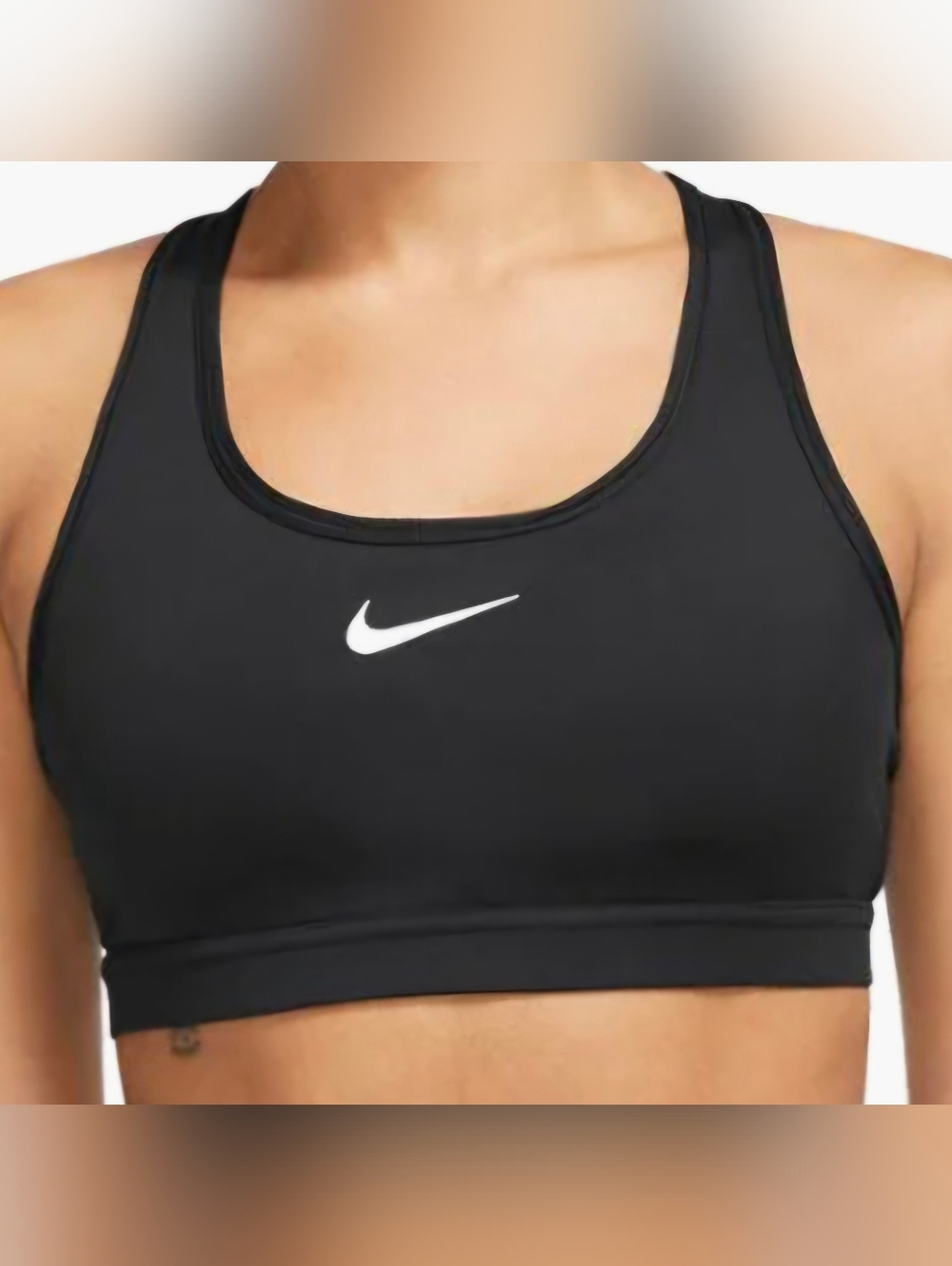 Nike Black Sports Bra with White Swoosh Racerback-Small